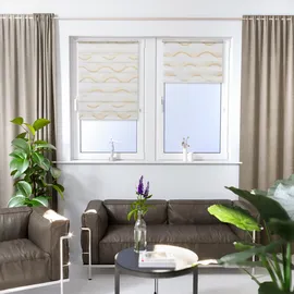 K-HOME Doppelrollo Madrid 70 x 150 cm Wellen Beige/Weiß