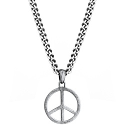 KUZZOI KUZZOI Halskette Männerkette Peace Oxidiert Massiv 925 Silber Herrenschmuck   Herren