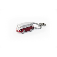 BRISA VW Collection - Volkswagen Emaillierter 3D Metall Schlüssel-Anhänger-Ring Schlüsselbund-Accessoire Keyholder im T1 Bulli Bus Design (Classic Bus/Rot)