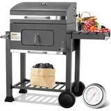 Holzkohlegrill XL Grillwagen BBQ Grill Smoker Garten Camping mit Thermometer