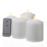 LED Kerzenset Adventskerzen Echtwachs flackernd Fernbedienung 11,5cm weiß 4St.