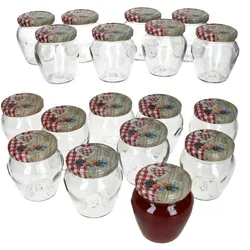 Mambocat 18er Set Marmeladengläser 212 ml Holz-Herz Rot Beeren Deckel TO 63 Einweckgläser