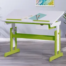 Interlink Inter Link Schreibtisch Pijii – Kiefer Massivholz – weiss/grün lackiert