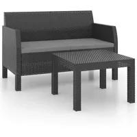vidaXL 2-tlg Garten-Lounge-Set mit Kissen PP Rattan Anthrazit Modell 1