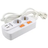 EVOELEC Steckdosenleiste 2 Fach mit 2 USB stecker Einzeln Schaltbar Steckerleiste Überstromschutz Weiß (Steckdosenleiste 2 Fach mit 2 USB)