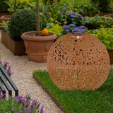 GLOBO LIGHTING "AUßENLEUCHTE", braun (rostfarben), H:50,00cm Ø:40,00cm, Lampen, Garten Weg Beet Dekor Geflecht Leuchte 33745R