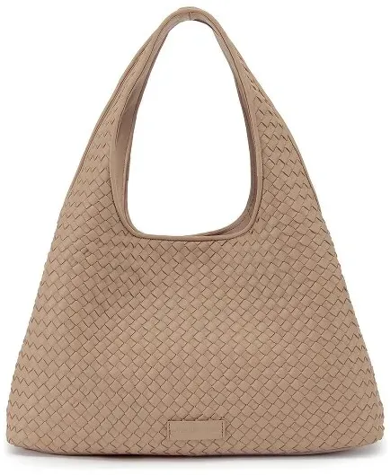 LES VISIONNAIRES Paz Weave Silky Schultertasche Leder 42 cm  braun