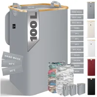 Kesser Wäschekorb mit Deckel faltbar Wäschebox Wäschetruhe Wäschetonne Wäschesammler mit herausnehmbaren Wäschesäcke Laundry Baskets Wäschesortierter inkl. Waschhinweisen
