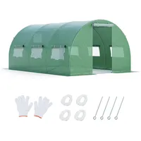 Costway Gewächshaus 4x3x2m-12m2, Foliengewächshaus mit 6 Fenstern & 2