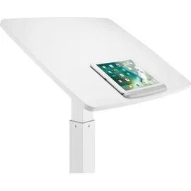 Maclean Brackets Höhenverstellbarer Laptoptisch mit Rollen Sitz-steh-Schreibtisch Gasfeder Höhenverstellbar bis max. 113cm 30 Grad Neigbar Belastbar bis 8kg (Weiße Farbe)