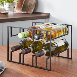 Kadima Design Schwarzer Eisen Weinhalter für 6 Flaschen, modernes Design, langlebig. 29x25x21 cm