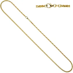 Goldkette JOBO, gelb (gelbgold 585), Halsketten, Damen, Gelbgold 585-Weißgold 585, L: 45cm, Gelbgold 585, Weißgold 585, Zopfkette 585 Gold bicolor 45 cm 1,9 mm