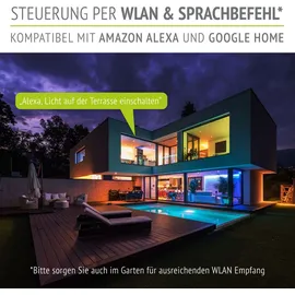 linovum CARI Erdspieß Gartenstrahler mit RGBW Smart LED GU10 - kompatibel mit Alexa & Google Home WLAN App - 2m Kabel mit Stecker