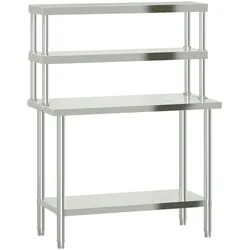 DELUKE® Edelstahl Arbeitstisch mit Aufsatzboard SASO 110x55x150cm, Gastro-Arbeitstisch mit Ablage Arbeitsfläche Küchen-Arbeitstisch
