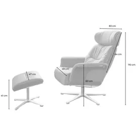 KAWOLA Sessel, Relaxsessel drehbar Leder schwarz mit Hocker