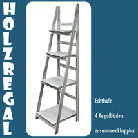 Leiterregal Regal Wandregal Standregal Blumentreppe Klappbar Antik-Weiß
