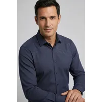 Olymp Businesshemd "Level Five body fit", Herren, Gr. 39, N-Gr, blau (nachtblau), Web, Obermaterial: 97% Baumwolle, 3% Elastolefin, 2-Knopf-Manschette, Hemden, mit Minimal-Punkt-Print