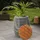 MARELIDA Beistelltisch Gartentisch oval fassförmig Gartenmöbel mit Behälter 49cm grau