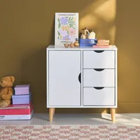 Sweeek Kinderkommode, 1 Tür und 3 Schubladen Weiß -