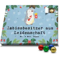 Mr. & Mrs. Panda Schoko Adventskalender Imbissbesitzer Leidenschaft - Blau Pastell - Geschenk, Dankeschön, Schokoladen Adventskalender, Pommeslieb... - Blau