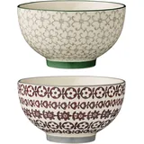 Bloomingville Schalen Karine, grau grün lila, Keramik, 2er Set