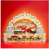 SIKORA LB45 Traumhafter XXL LED Holz Schwibbogen SKIHÜTTE MIT BERGBAHN UND WEIHNACHTSDORF Inclusive Trafo