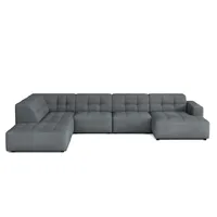 Emoebel24 Ecksofa U-form links 364x262x70 cm modular Sofa Bergi Dunkelgrau - Dunkelgrau