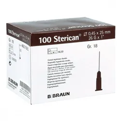 Sterican Kanüle luer-lok 0,45x25mm Größe 1 8 braun