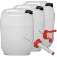 Plasteo 3er Set: 20 Liter Getränke- Wasserkanister Natur mit