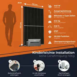 solarway All In One Balkonkraftwerk 1760 W / 800 W inkl. 1,6 kWh Anker Solix 2 Pro Speicher