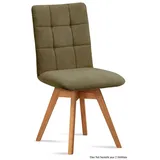 58 aufm Kessel Esszimmerstuhl Küchenstuhl drehbar (2er-Set) Doria 47x91x60 Eiche geölt/Rosewood (Lieferung bis Verwendungsstelle, 2 St), Stabiles Gestell aus Massivholz pflegeleichter Bezug aus Microfaser grün