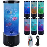 Vegena Lavalampe, Aquarium Lampe, Blasenlichtlampe mit Fisch Aquarium Nachtlicht, Lavalampe LED mit Fernbedienung, 16 Farben und 4 Modi, RGB-Licht für Kinder Erwachsene Dekoration für Zuhause Büro (A)