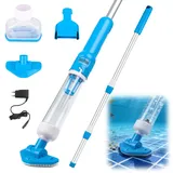 Poolsauger Kabellos mit Akku, 2026 Neu 3 en 1 Poolsauger Kabelloser Handsauger, Teleskopstange, Laufzeit bis zu 90 Min, Wiederaufladbarer Poolreiniger mit Filter für oberirdische, Whirlpools