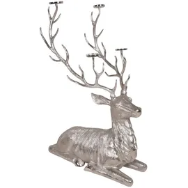 deluke Deko-Hirsch LIAM mit Kerzenhaltern Aluminium Silber 140x99x90,5cm Hirsch-Skulptur Tier-Dekoration
