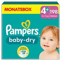 Pampers® Windeln baby-dryTM Monatsbox Größe Gr.4 (10-15 kg) für Babys und Kleinkinder (4-18 Monate), 198 St.