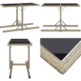 Gartentisch Beige 110×53×72 cm Glas und Poly Rattan - Gartentisch - Esstisch - Terrassenmöbel - Outdoor Möbel - Polyrattan Tisch - Home & Living