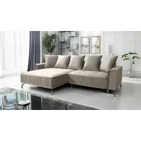 Fun Möbel Ecksofa Schlafsofa Sofa FLORENCE Stoff Element Hellbeige Ottomane Links - Beige