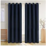 Blumtal Verdunklungsvorhänge 2er Set - Thermovorhang Hitzeschutz - Vorhang Blickdicht mit Ösen - Gardinenschals mit Schlaufen - Lärmschutzvorhang - Gardinen 138x117cm - Vorhänge Wohnzimmer - Blau