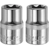 QUARKZMAN 1/2" x E18 Torx Bit Set, 2 Stück Torx Nuss Set Schrauber Sechskant Steckschlüsseleinsätze, Antrieb Tiefnuss Stern-Stecknuss für Auto Reparaturen Hauswartung DIY Handarbeit
