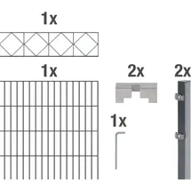 GAH Alberts Alberts Doppelstabmattenzaun Bergen, Höhe 160 cm, Länge 2 m, 2 m Matte, anthrazit, zum Einbetonieren - Dunkelgrau