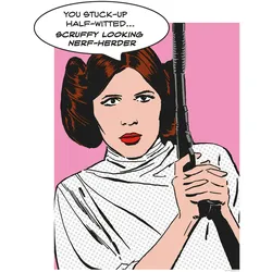 Bild KOMAR "Star Wars Classic Comic Quote Leia", bunt (farbe bild(er): bunt), B:40cm H:50cm, Papier, Holz, Bilder, Wandbild zur Dekoration im Kinderzimmer - ohne Rahmen
