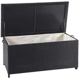 Mendler Poly-Rattan Kissenbox HWC-D88, Gartentruhe Auflagenbox Truhe ~ Premium schwarz, 51x100x50cm 170l
