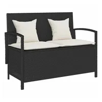 VidaXL Gartenbank mit Stauraum und Kissen Schwarz Poly Rattan
