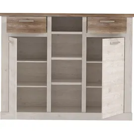 Forte Highboard 159,6 x 128,3 x 41,3 cm Weiß / Antikeiche