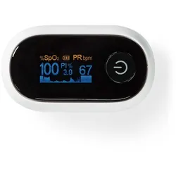 Nedis SmartLife Pulsoximeter | OLED-Anzeige | Weiss Akustischer Alarm / Anti-Bewegungsstörungen / Hochpräziser Sensor / Perfusionsindex / Pulsfrequenz