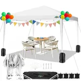 COBIZI Pavillon 3x3m Wasserdicht Pop Up Pavillon 3x3 faltbar Faltpavillon Gartenpavillon Partyzelt Faltzelt 3x3 höhenverstellbar Bierzelt mit 4 Sandsack(Weiss