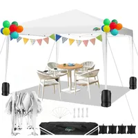 COBIZI Pavillon 3x3m Wasserdicht Pop Up Pavillon 3x3 faltbar Faltpavillon Gartenpavillon Partyzelt Faltzelt 3x3 höhenverstellbar Bierzelt mit 4 Sandsack(Weiss