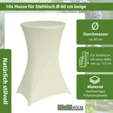 Baumarktplus 10x Stehtischhusse Tischdecke Husse Bistrotisch Partytisch Stretch Ø 60 cm beige