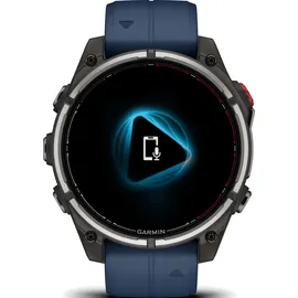 Garmin Quatix 8 Pro BT 47 mm Titaniumgehäuse Schwarz QuickFit Silikonarmband Kapitänsblau