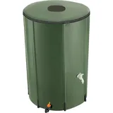 Tectake Regentonne mit Hahn und Überlaufschutz 380 l Grün